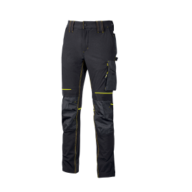 U-Power Atom Performance 4 Way Stretch Durable Trousers Carbon Black and Yellow PE145BC